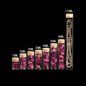 Transparent Clear Glass Bottles Corks Cover Test Tube Jars Bottles for Sand Liquid Glycyrrhiza Food Grade Safety Bottles 10pcs
