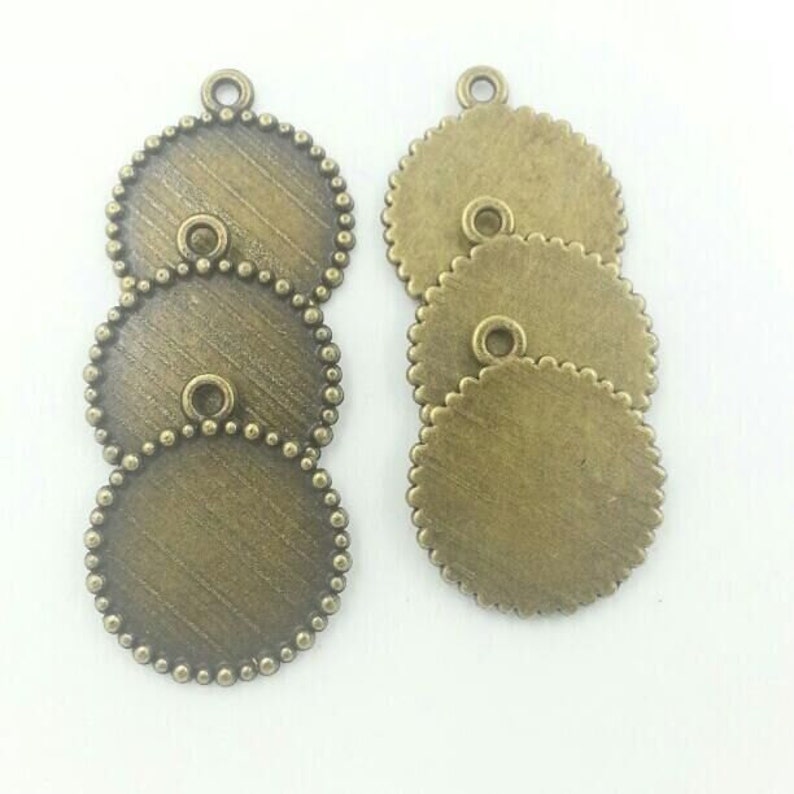 Fits 18mm Dia Round Cameo Cabochon Base Setting Bronze Silver Tone Jewelry Making Components 10pcs T625