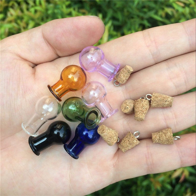 Mini Bottles Pendants With Loop Bulb Shape Cute Bottles Corks Etsy