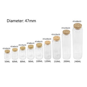6pcs/Lot 50ml/60ml/80ml/90ml/100ml/120ml/150ml/200ml/240ml Glass Bottles With Corks Jars Vials Heatproof Eco-Friendly Free  Shipping