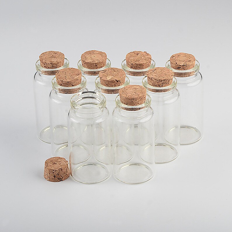 50units 25ml Glass Bottles With Cork Small Transparent Clear Etsy