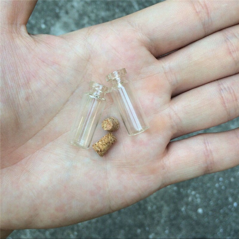 100 Uds 12x28x5mm 1,4 ml Mini botellas de vidrio con corcho vacío pequeña  botella de líquido viales de vidrio frascos -  México