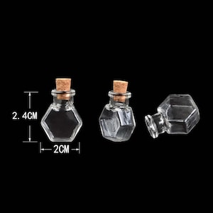 10 Hexagon Glass Bottles Pendants Small Wishing Bottles With Cork Transparent Jars  Gifts Vial Handmade bottles Transparent-LBX