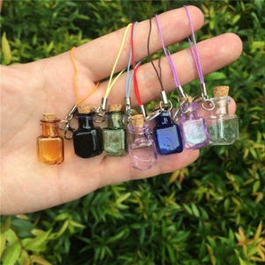 Bottles Rectangle Pendants Small Bottles with Key Chains Lobster Clasp Jars Glass Pendants For Bracelets CFX-03
