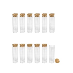 12pcs Empty Mini Glass Flask Bottles 40ml 25x80mm Cute Small Jars With Cork Stopper Little Clear Test Tube Bottles DIY Gift Tiny Jars Vials