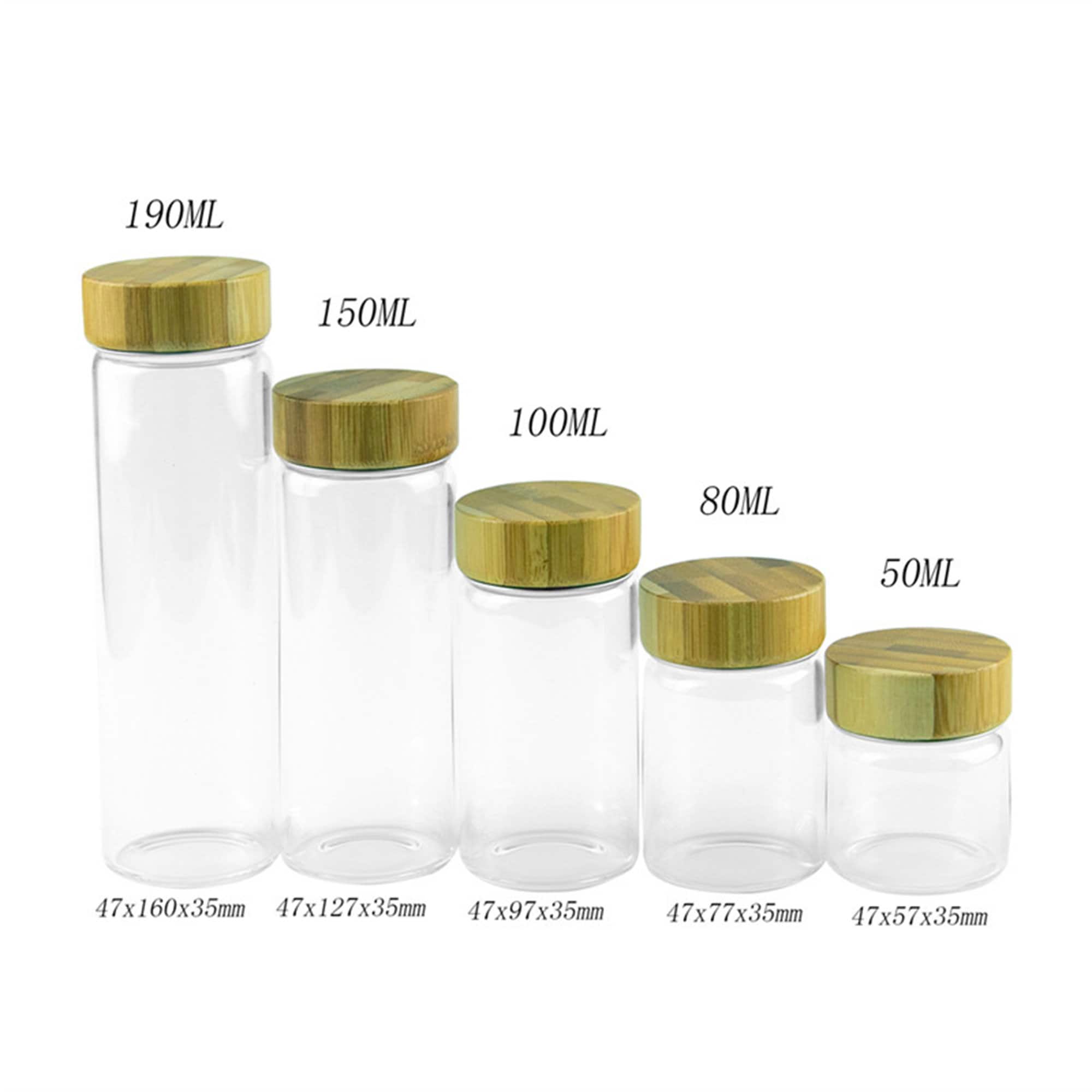 Buy 50ml 80ml 100ml 150ml Glass Bottle With Aluminum Bamboo Cover 