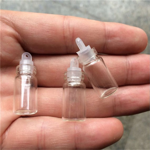 100pcs 11x22x7mm 1ml Mini Transparent Clear Glass Bottles With
