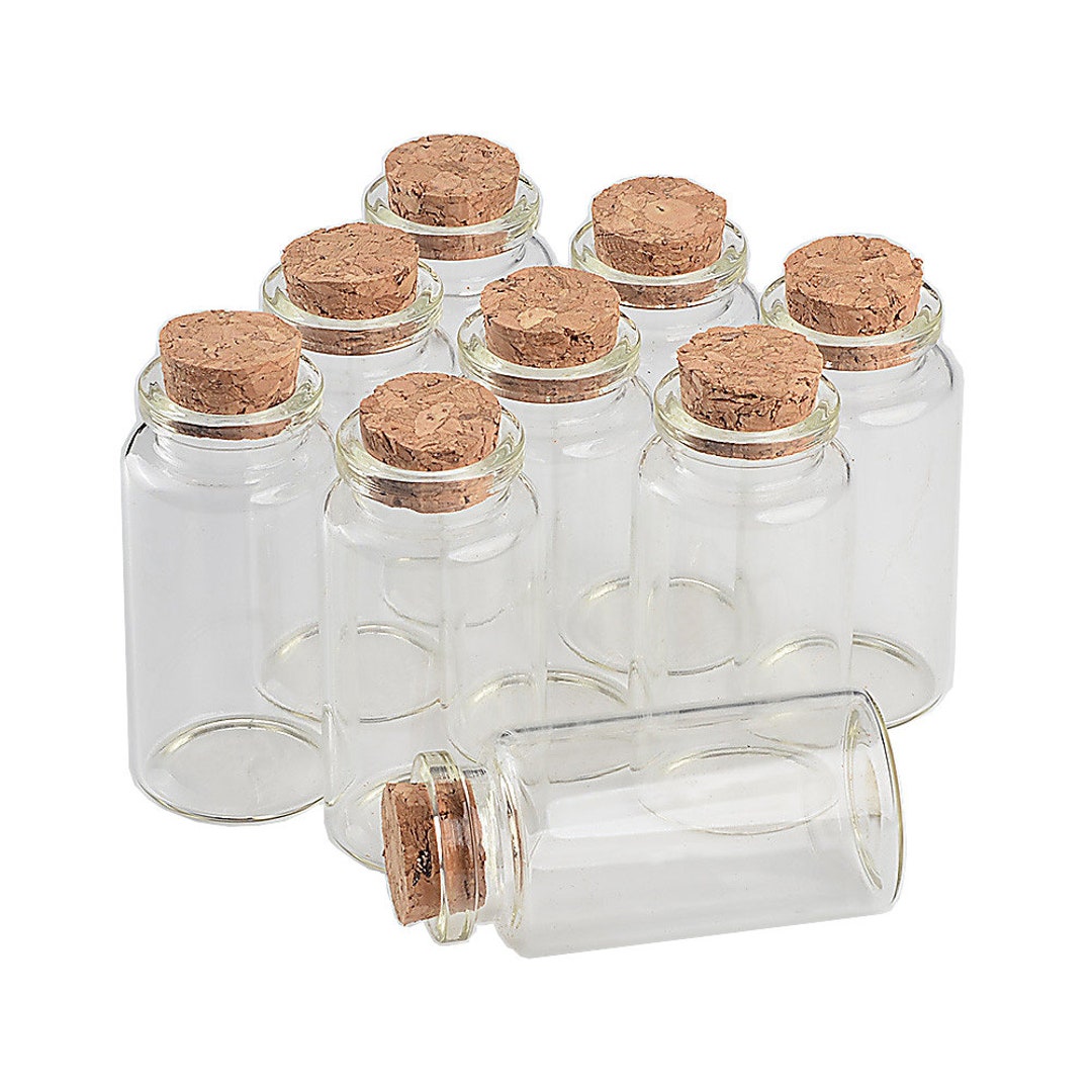 1 Pieces Mini Transparent Square Glass Bottles with Cork Stopper Empty  Spice Jars for Art Crafts Wedding Favors