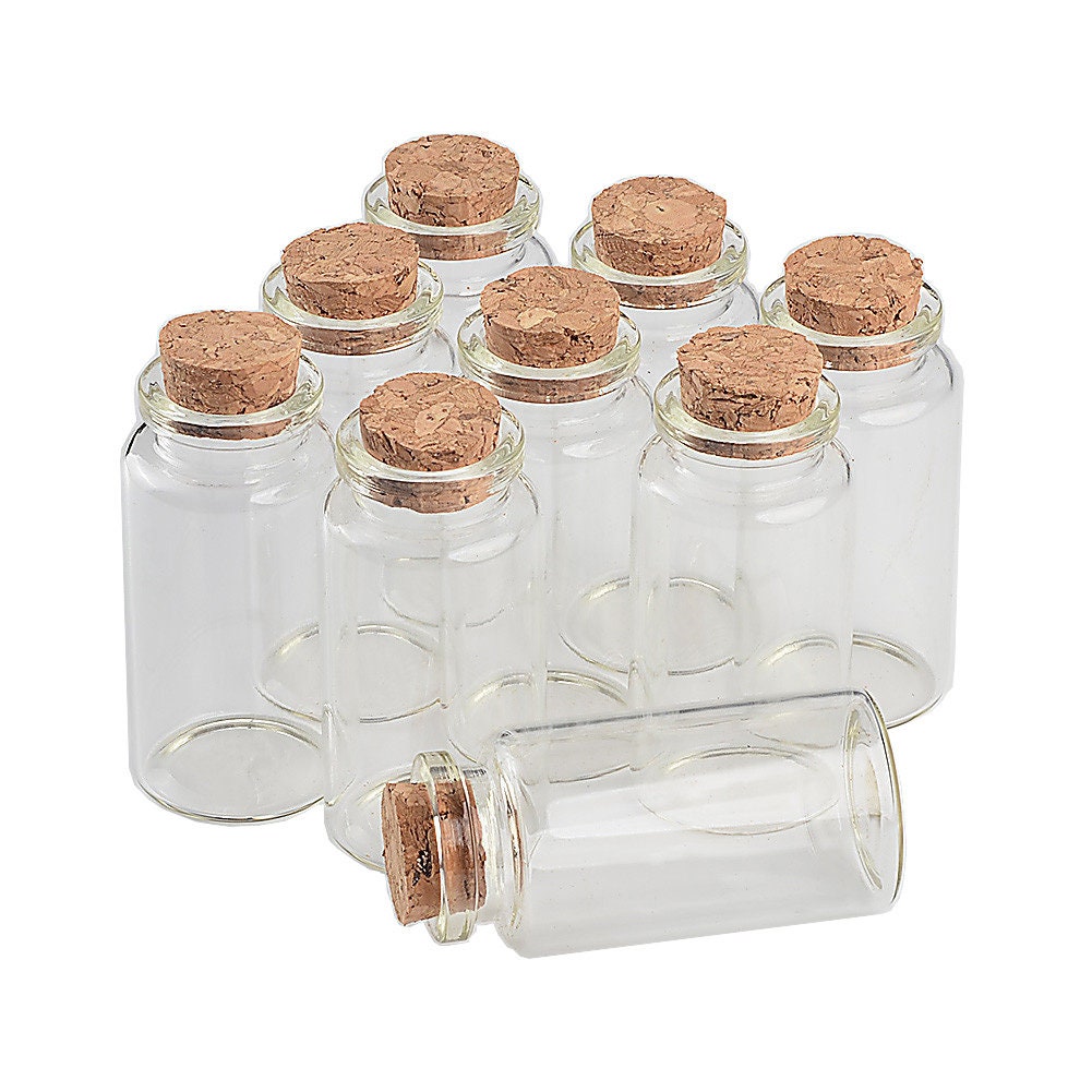 Healifty 25 Piezas Mini Botellas de Vidrio con Tapones de Corcho Botellas  Deseadas Frascos de Muestra Vacíos Pequeños Frascos de Vidrio para