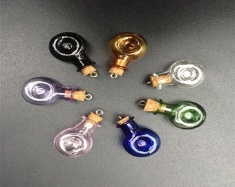 Mini Winebottle Pendant With Metal Loop Small Colors Art Bottles Handmade Gift Party Cute Bottles Mix 7Colors XO-02