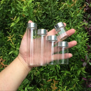 50pcs 15ml 25ml 40ml 50ml 60ml Glass bottles with Screw Aluminium Cap Silver Empty Glass Jars Vials