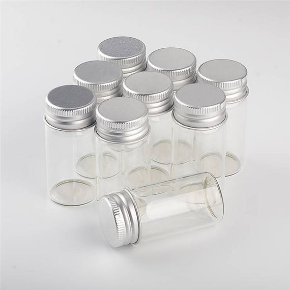 50pcs 15ml 25ml 40ml 50ml 60ml Glass Bottles Decoration Crafts Aluminium  Screw Cap Lid Empty Wishing Bottles Jars 