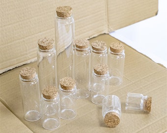 24 Units 25ml 30ml 40ml 50ml 60ml 80ml 90ml 160ml Clear Glass Bottles Cork  Storage Spice Liquid Candy Containers Travel Jars Free  Shipping