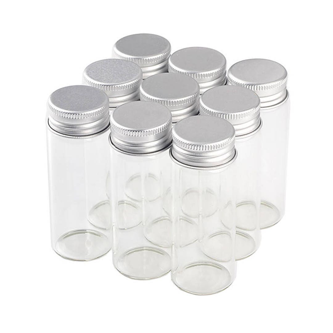 50pcs 15ml 25ml 40ml 50ml 60ml Glass Bottles Decoration Crafts Aluminium  Screw Cap Lid Empty Wishing Bottles Jars 