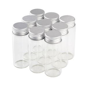 50pcs 15ml 25ml 40ml 50ml 60ml Glass Bottles Decoration Crafts Aluminium Screw Cap Lid Empty Wishing Bottles Jars