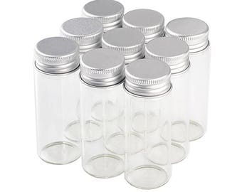 50pcs 15ml 25ml 40ml 50ml 60ml Glass Bottles Decoration Crafts Aluminium Screw Cap Lid Empty Wishing Bottles Jars