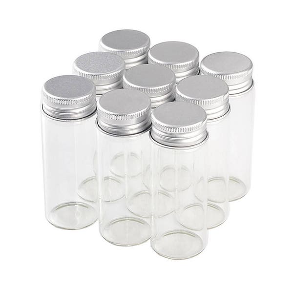 50 Stück 15 ml 25 ml 40 ml 50 ml 60 ml Glasflaschen Dekoration Handwerk Aluminium Schraubverschluss Deckel Leere Wunschflaschen Gläser