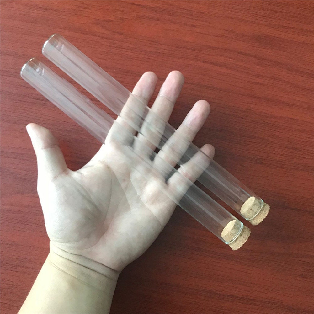 22x220mm 62ml Empty Glass Transparent Flat Base Bottles With Cork Stopper Long Glass  Test Tube Bottles Vials Stand 62CC Vase Jars 12pcs/lot
