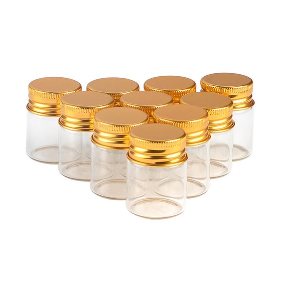 50pcs 15ml 25ml 40ml 50ml 60ml Mini Glass Bottles With Aluminum Screw Cap  Empty Metal Lids Glass Vials Jars 