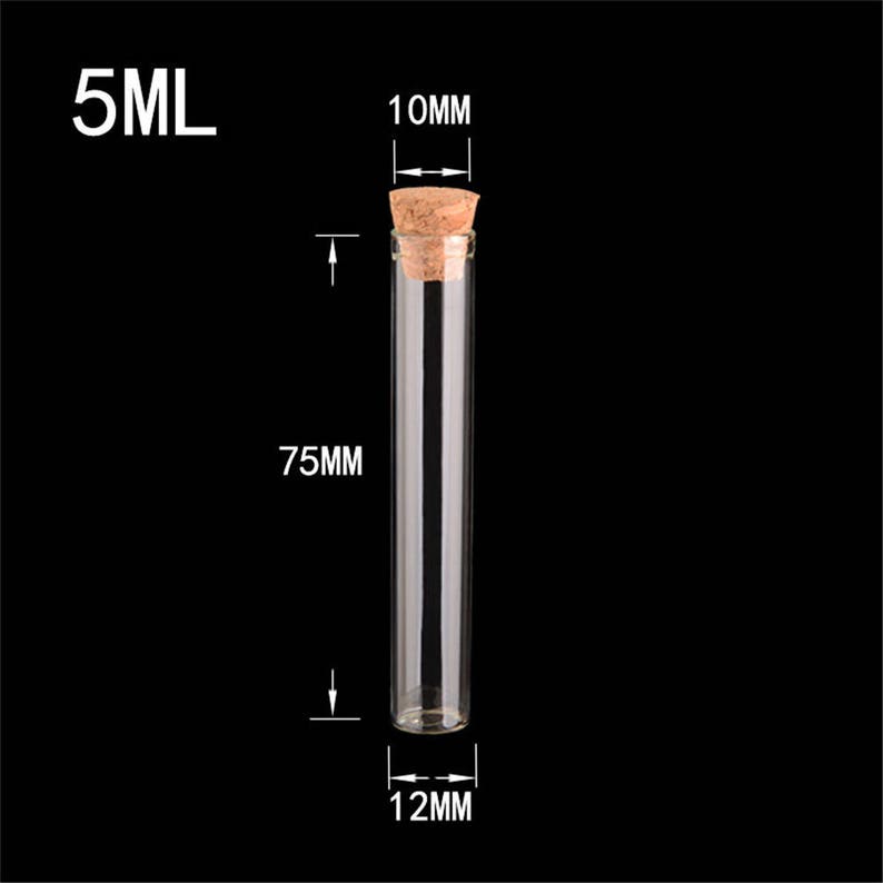 100pcs 12x75x10mm 5ml Mini Clear Glass Straight test tube Bottles With Cork Empty Vials Jars image 2