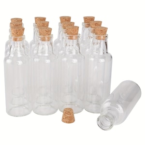 12pcs/set 12ml/15ml/25ml/35ml Small Glass Bottles with Cork Stopper Empty Wishing Bottles for Art DIY Gift Crafts Weding Favors