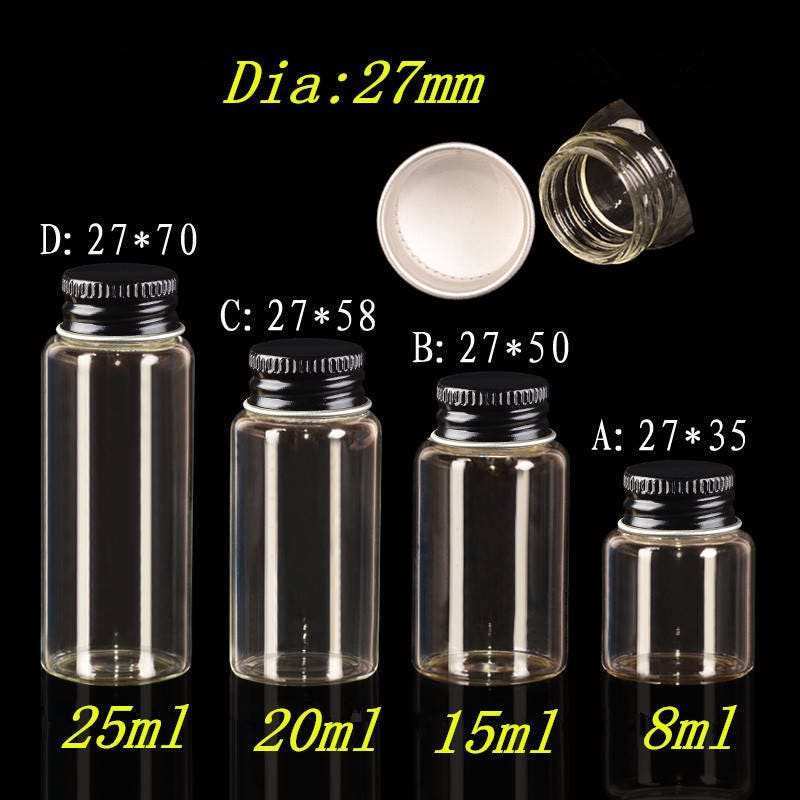 20ml Empty Jars Glass Bottle Storage with Aluminium Screw Lid Silver Metal  Cap 6 units (6, 20ML-Silver Cap)