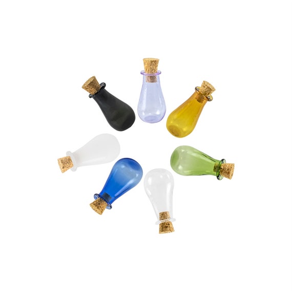 Mini bottiglie di boccetta di vetro Simpatico vaso piccolo con tappo in  sughero Bottigliette regalo fai da te piccoli barattoli fiale Mix 7 colori  HP-01 -  Italia