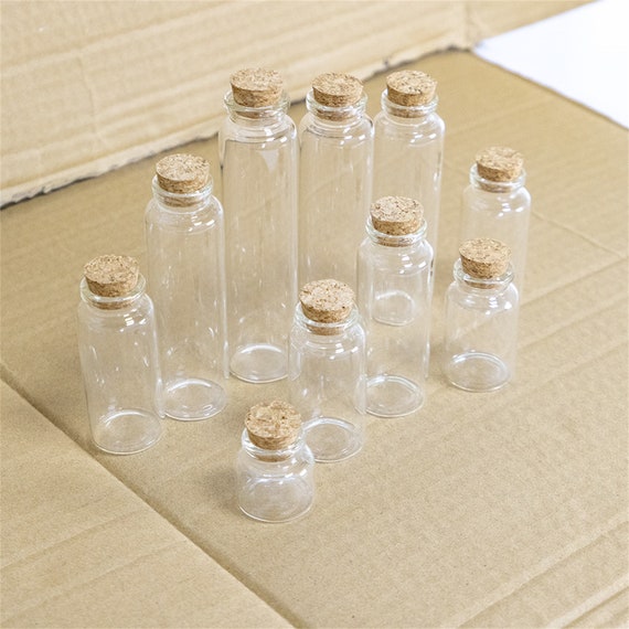mini botellita de cristal tapón de corcho 0.5ml 10 piezas  Botellas de  vidrio pequeños, Frascos de vidrio pequeños, Manualidades con botellas