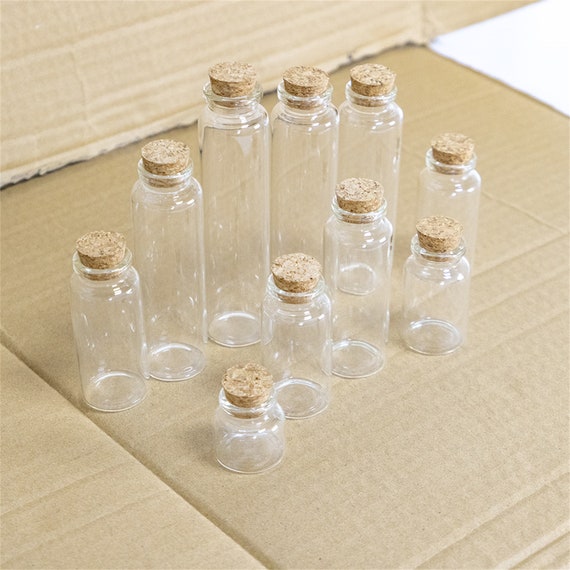 10 Pcs Small Glass Bottles With Cork Lids, Mini Glass Bottles With