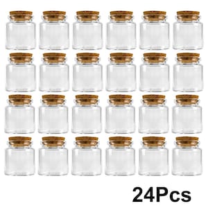24pcs  1.7oz, 0.7ml Clear Glass Bottles With Cork Stopper Food Grade Glass Vials Jars Storage Bottles Test Tube Jars Packaging Safety