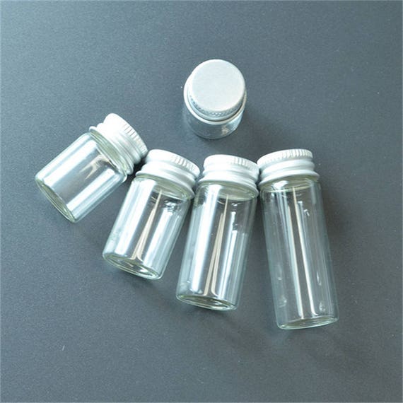 100pcs 5ml 6ml 7ml 10ml 14ml Mini botellas de vidrio con tapa de aluminio  Botellas de líquido Frascos de vidrio vacíos Tornillo Tapa de metal -   México