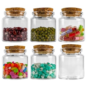 6pcs Capacity 50ml 20ml  Bottles With Cork Transparent Glass Bottles Vials For Wedding Holiday Decoration Christmas Gifts