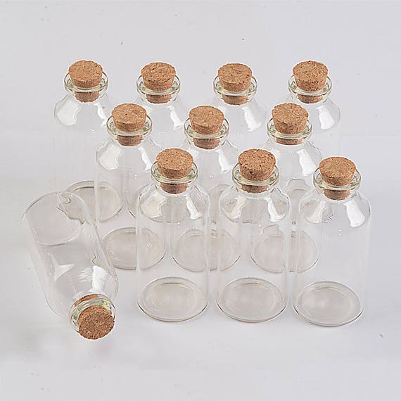 EUES Mini botellas de cristal con corcho, 16 unidades x 40 ml