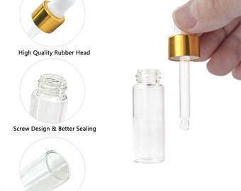 20pcs Empty Dropper Bottle 1ml 2ml 5ml Clear Essential Oil Glass Aromatherapy Liquid Drop for Massage Pipette Bottles Refillable