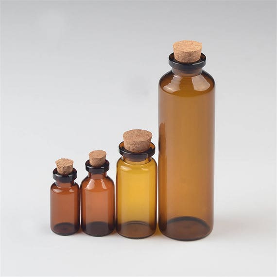 2ml 5ml 10ml 50ml Amber Glass Vials With Cork Empty Brown Tiny