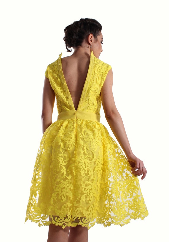 lace yellow dresses for weddings
