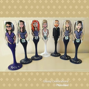Hand Painted Wedding Champagne Flute for Bride Bridesmaids or any of the Wedding Party
