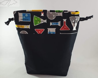 Handmade Drawstring Project Bag - Science