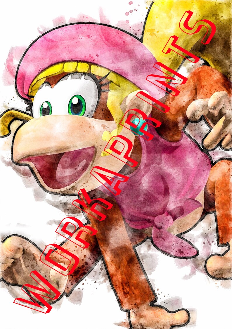 Set of 5 Donkey Kong PRINTABLE Watercolor Room Décor Wall Etsy