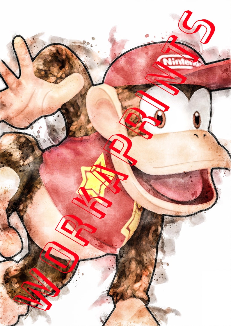 Set of 5 Donkey Kong PRINTABLE Watercolor Room Décor Wall Etsy