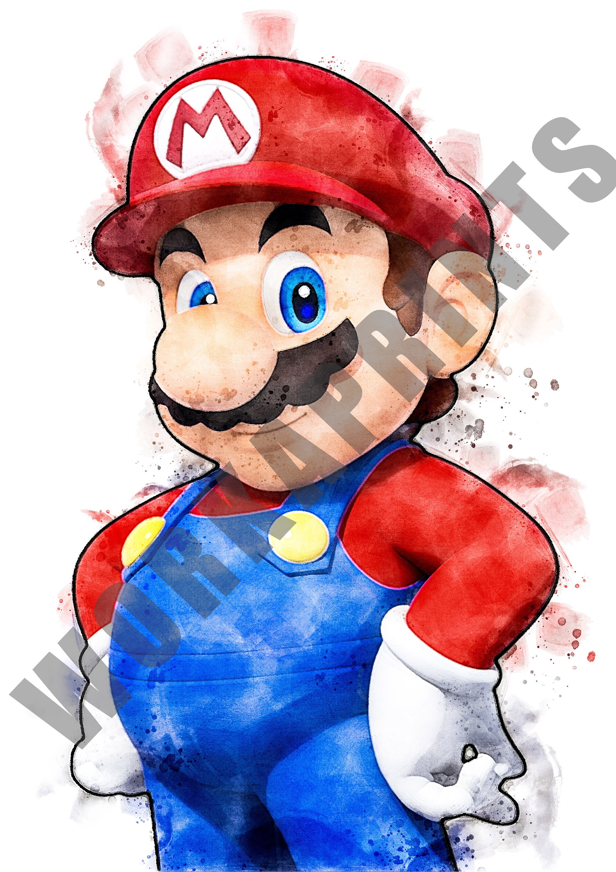 Set Of 7 Super Mario PRINTABLE Watercolor Poster Wall Art Etsy