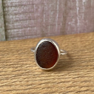 Scottish sea glass ring , brown sea glass ring , handcrafted silver ring , handcrafted ring , handmade sea glass ring , handcrafted jewelry