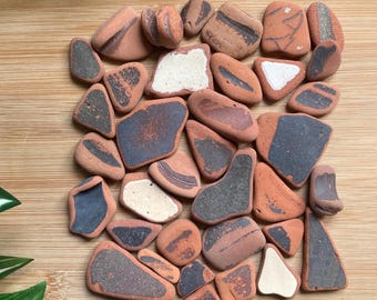 Scottish sea pottery , pottery shards , scottish beach pottery , pottery pieces, terracotta pottery shards