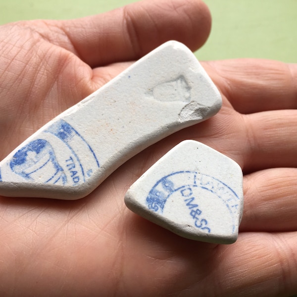 Sea pottery shards , pottery shards , scottish sea pottery , genuine sea pottery , scottish beach pottery , beach pottery with writing