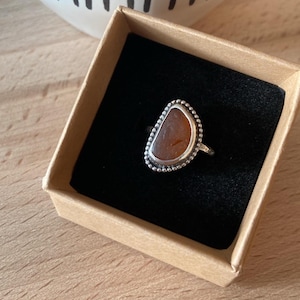 Scottish sea glass ring , brown sea glass ring , handcrafted ring , handcrafted silver ring , handcrafted jewellery , uk ring size o