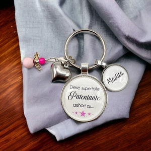 This super great godmother belongs to... stars, gift for godmother, personalized keychain,