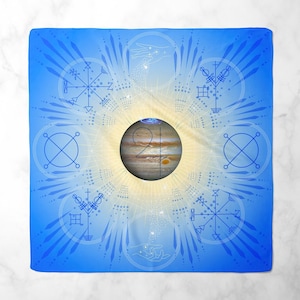 Jupiter planetary magic altar cloth, Seals from The Key of Solomon the King, Occult Alchemical altar cloth