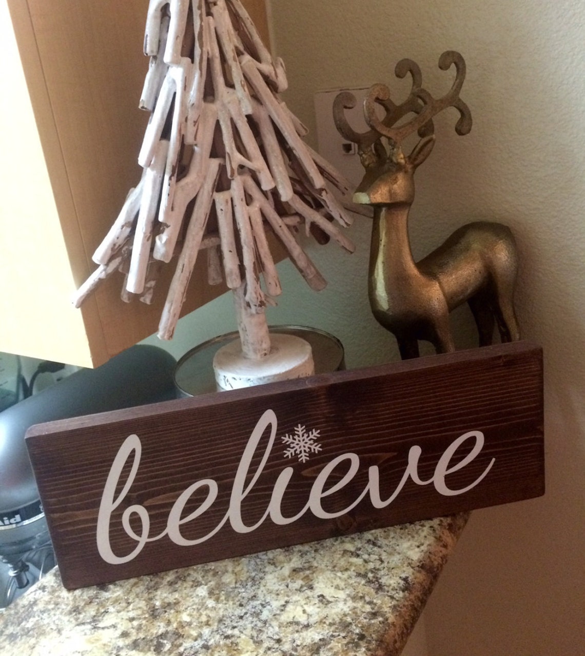 Christmas Sign Holiday Sign Believe Sign Snowflake Wood - Etsy