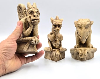 set of 3 Gargoyles Notre dame Paris vintage replica. Handmade