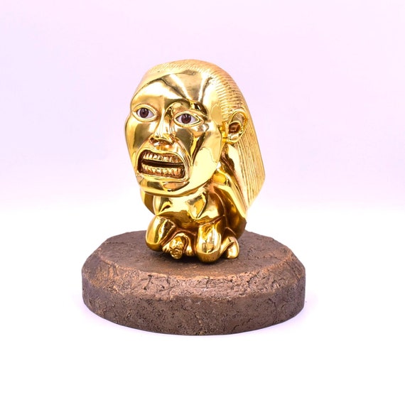 Indiana Jones Golden Fertility Idol Gold-plated WITH EYES + Stand